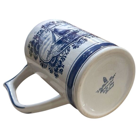 Vtg. Delft Cobalt Blue & White Heineken Beer Stein – Windmill & Sailboat Scene - Picture 10 of 12